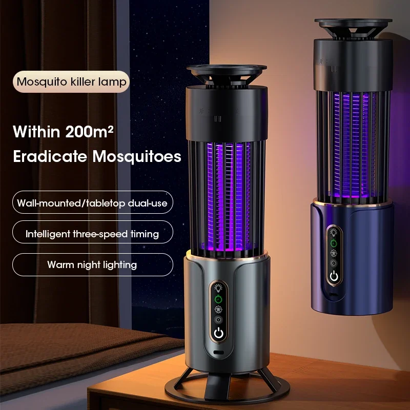 Lampara Mata Zancudos Recargable 2-en-1: Atrapa Mosquitos y Luz de Camping